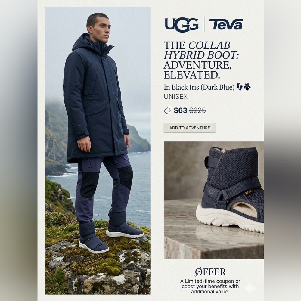👣UGG x TEVA Collab Hybrid Boot in Black Iris (Dark Blue) 💜💜UNISEX💜💜open Toe